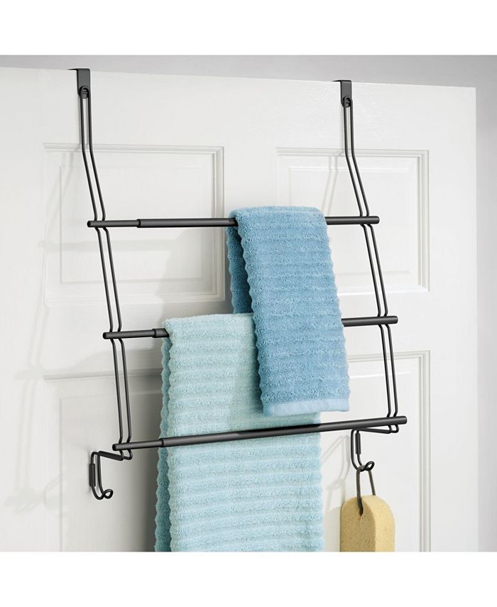 mDesign Expandable Metal Over Door Bathroom Towel Holder, 2 Hooks - Macy's