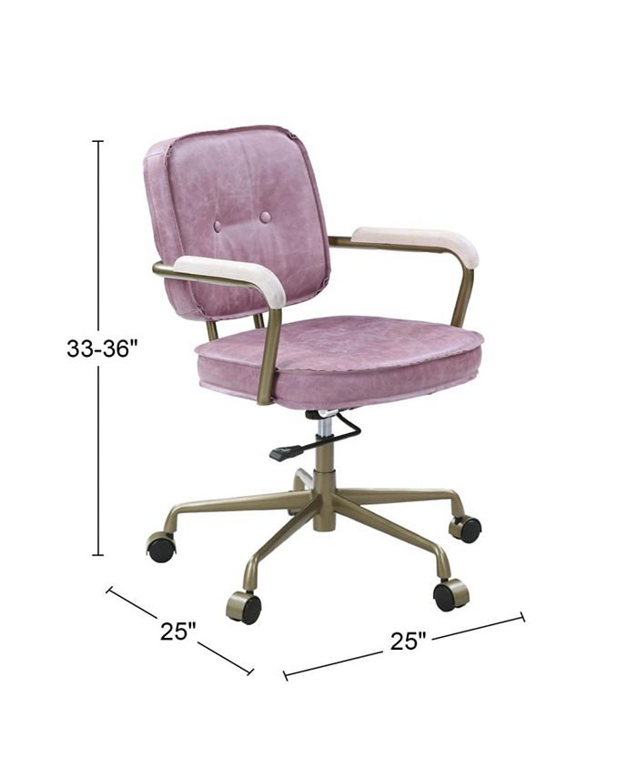 Simple Relax Top Grain Leather Office Chair with Armrests in Pink and ...