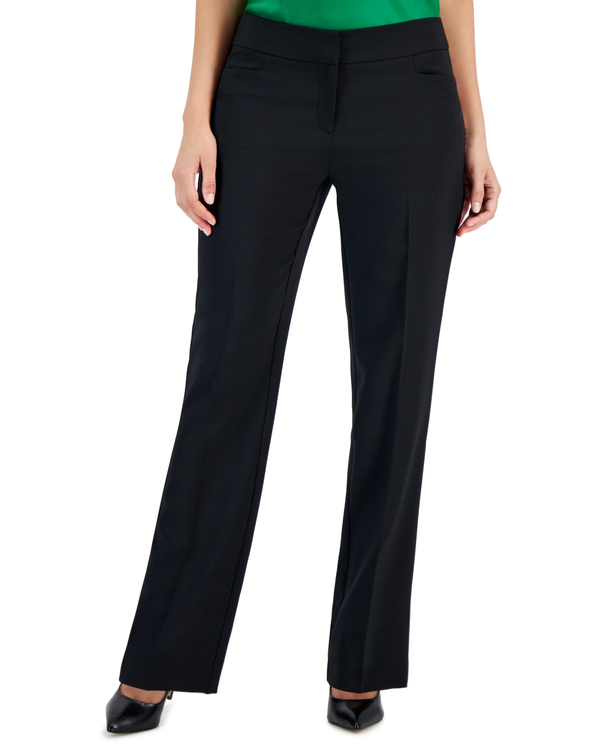 Kasper Women's Mid-rise Fly Front L-pocket Trousers In Black