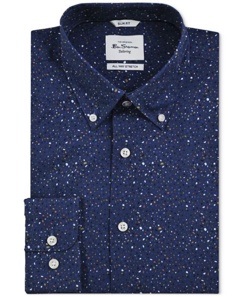 Мужская рубашка Ben Sherman Slim-Fit Textured, цвет: Тёмно-синий