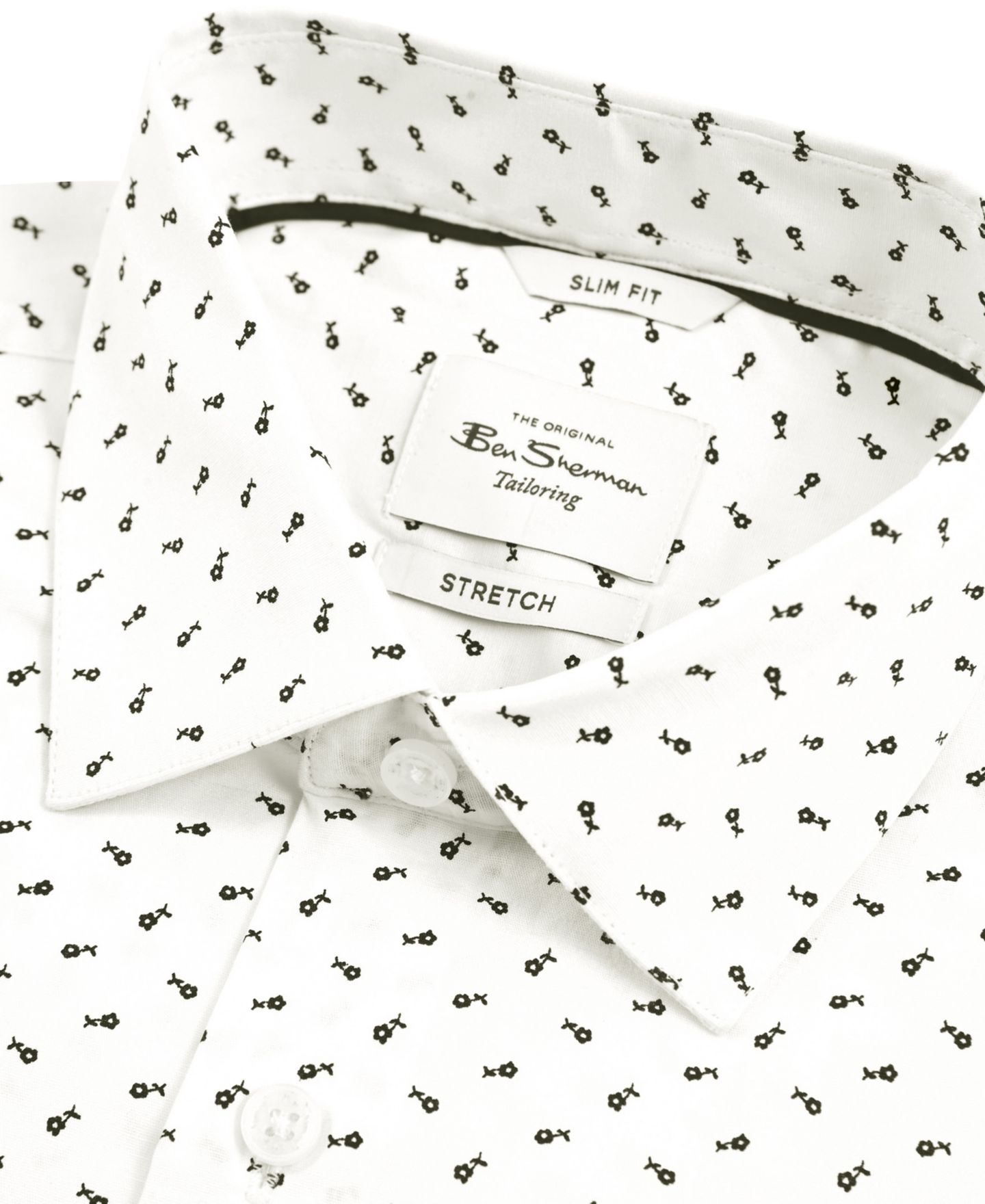 Мужская рубашка Ben Sherman Slim-Fit Flower-Print, цвет: Белый — фото 2