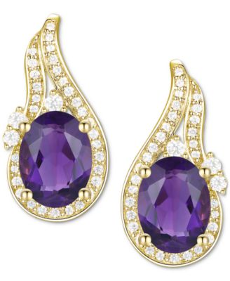 Amethyst (2-1/20 ct. t.w.) & Lab-Grown White Sapphire (3/8 ct. t.w.) Swirl Stud Earrings in 14k Gold-Plated Sterling Silver (Also in Additional Gemstones)