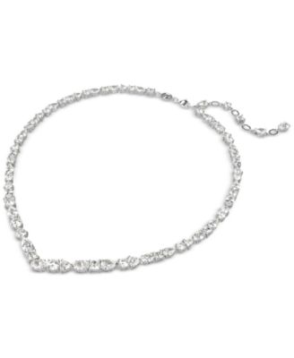 Silver-Tone Crystal V-Shape Collar Necklace, 15" + 2-3/4" extender