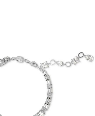 Rhodium-Plated Mixed Crystal Double-Row Flex Bracelet