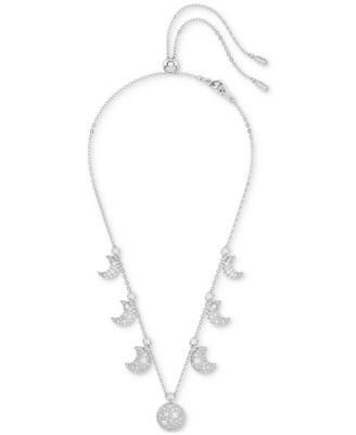 Swarovski Rhodium-Plated Mixed Crystal Moon Charm Statement Choker