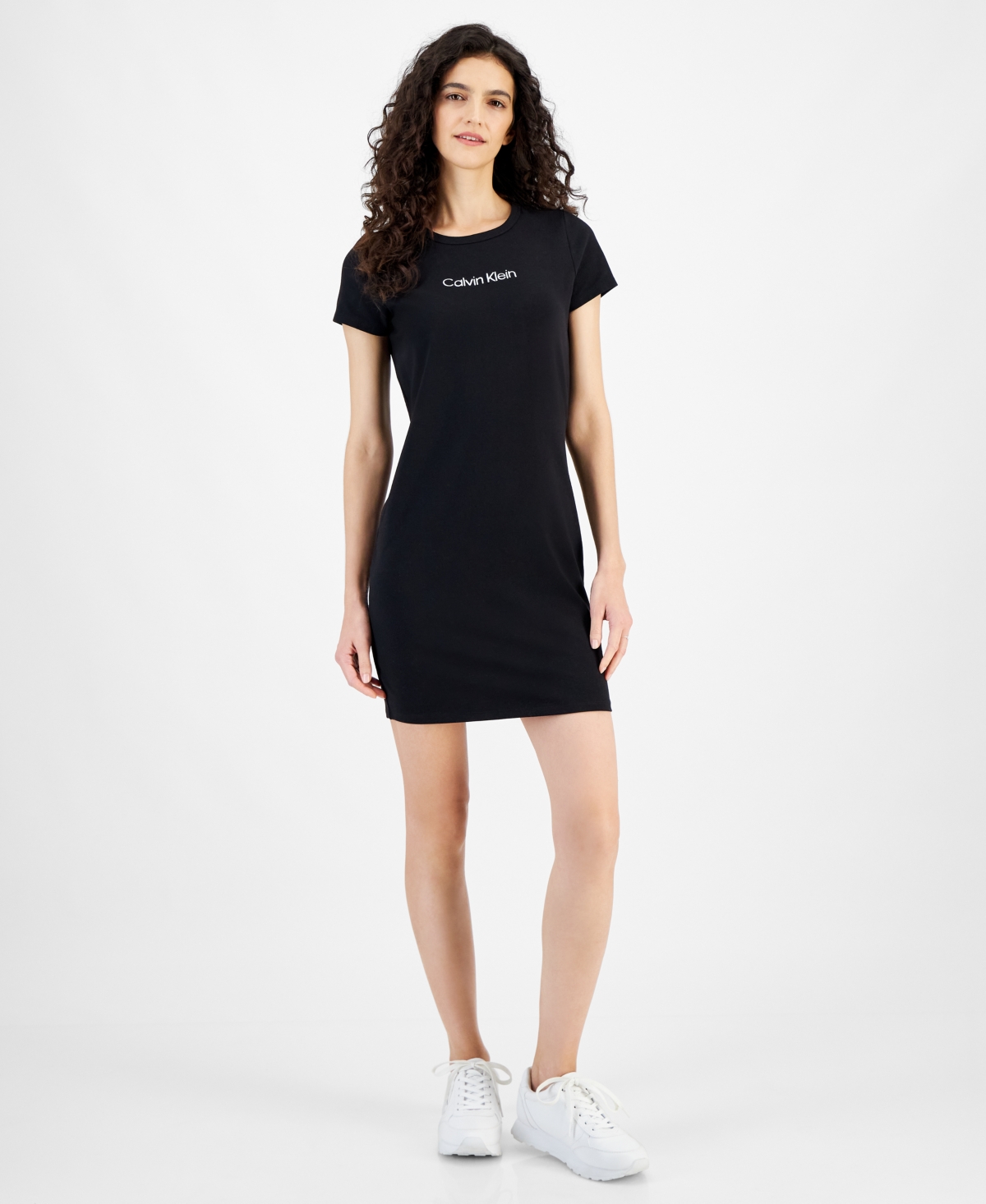 Calvin Klein Jeans Est.1978 Women's Embroidered Logo T-shirt Dress In Black