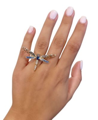 Ombr&eacute;&reg; Multi-Gemstone (7/8 ct. t.w.) & Diamond (1/6 ct. t.w.) Dragonfly Ring in 14k Gold