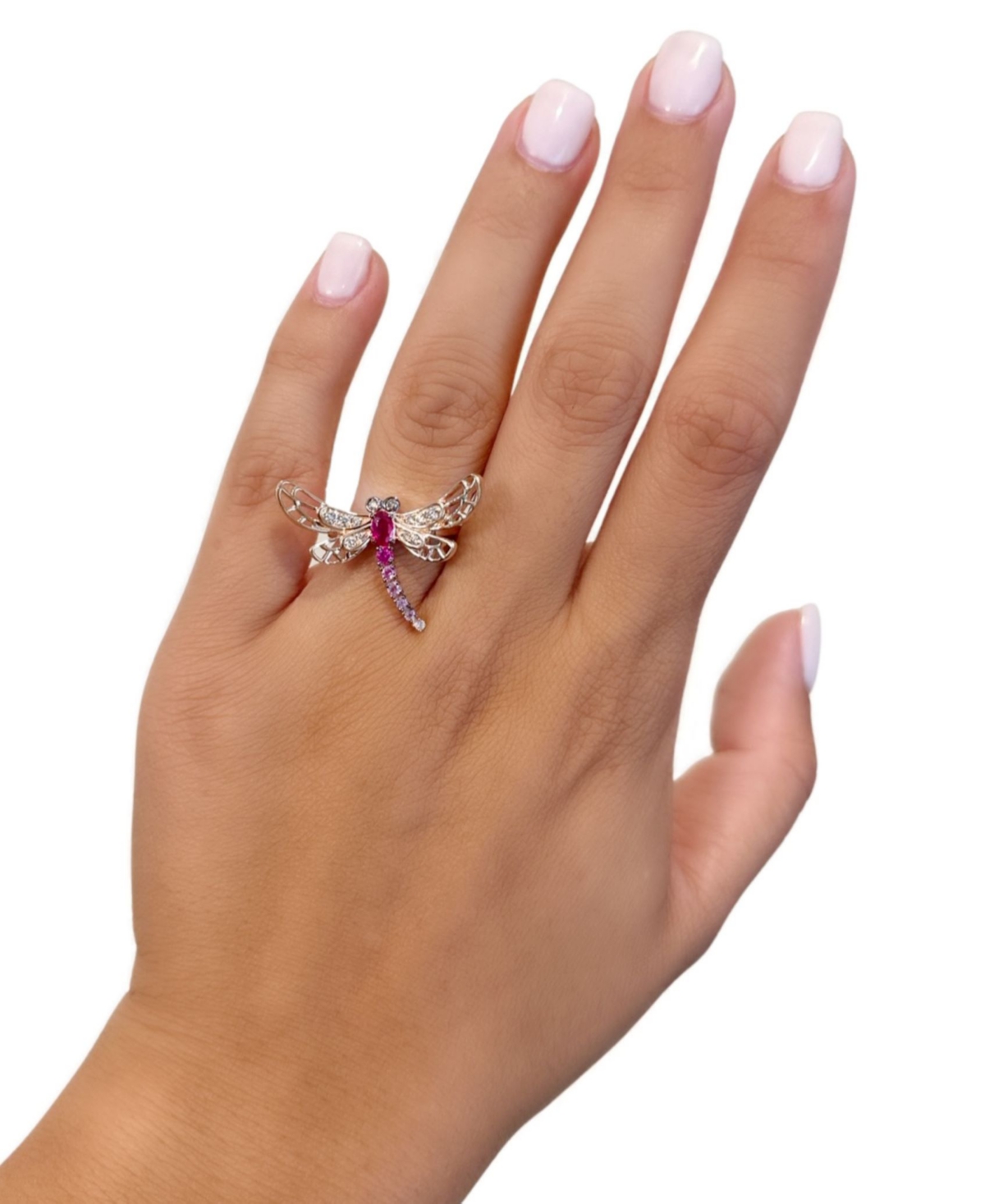 Le Vian Multi-Gemstone (3/8 ct. t.w.) & Diamond (1/6 ct. t.w.) Dragonfly Ring in 14k Rose Gold