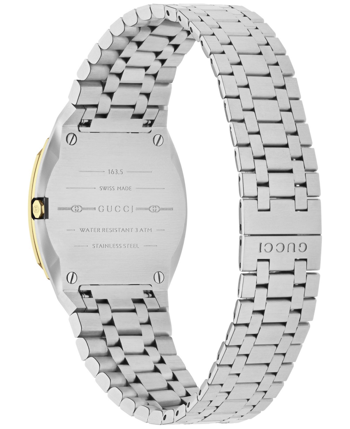 Shop Gucci Women's Swiss 25h Diamond (1/2 Ct. T.w.) Stainless Steel Bracelet Watch 30mm In Stainless Steel,brass