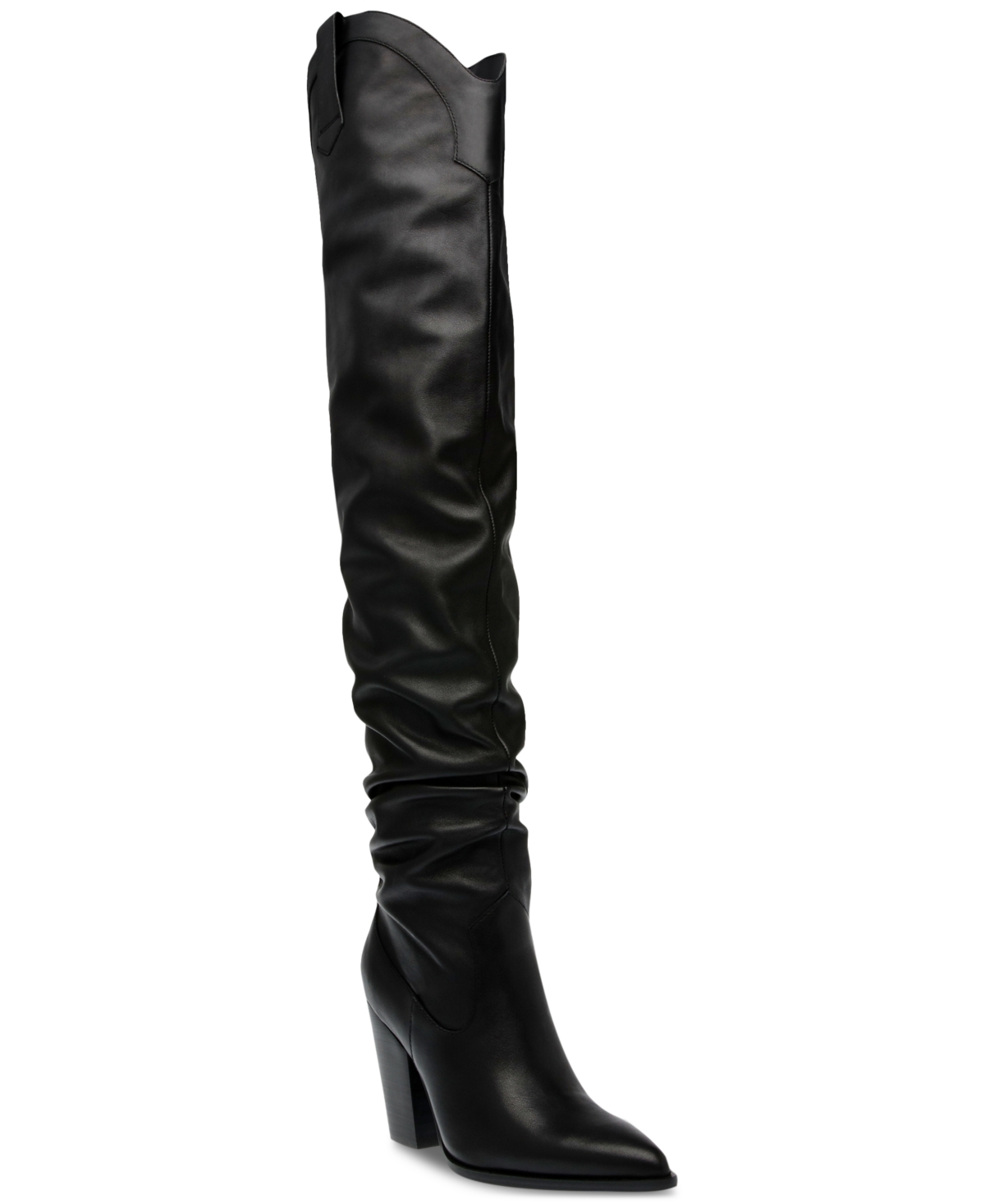 Steve Madden Women's Landy Over-the-knee Cowboy Boots In Black Leather