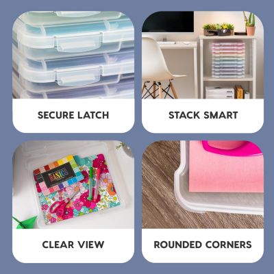 10 Pack 8.5" x 11" Portable Project Case Container with Snap-Tight Latch, Clear