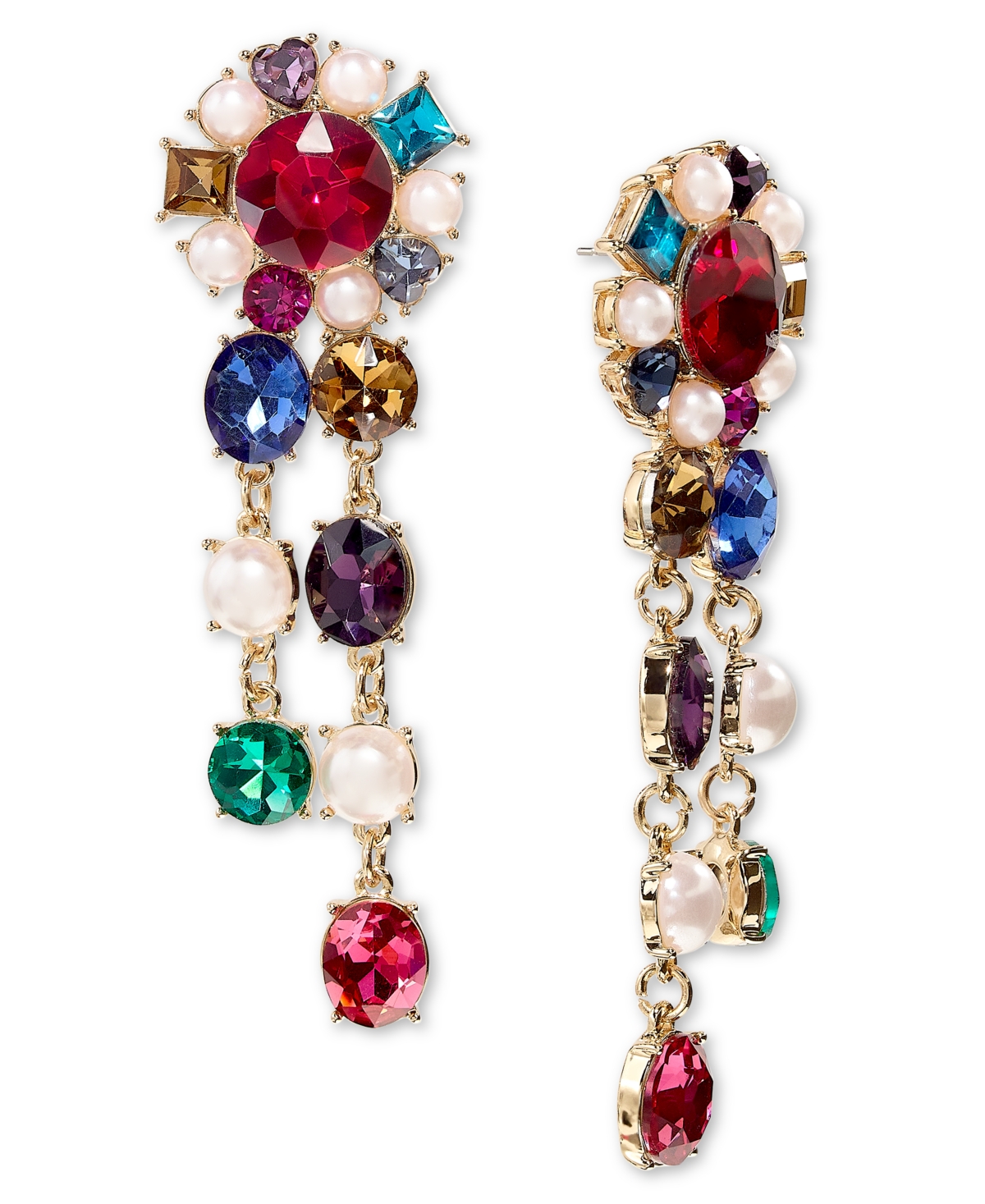 Gold-Tone Multicolor Stone Drop Earrings, Created for Macy's - Multi