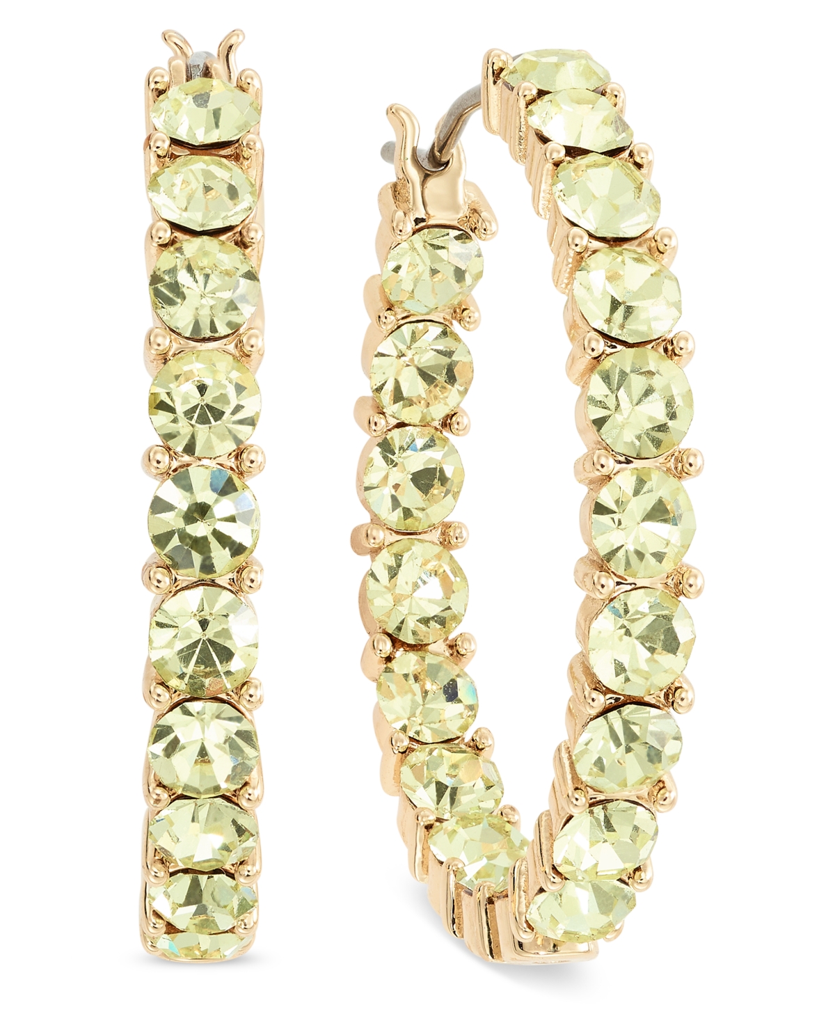 On 34th Crystal Station Medium Hoop Earrings, 1.1", Created For Macy's In Yellow