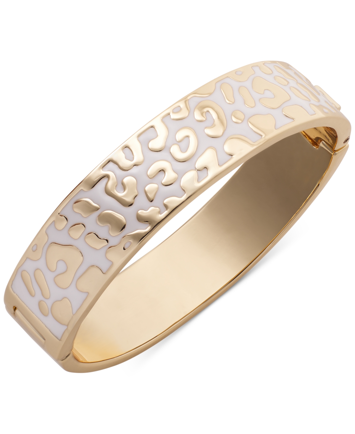 On 34th Gold-tone Leopard Enamel Bangle Bracelet, Created For Macy's