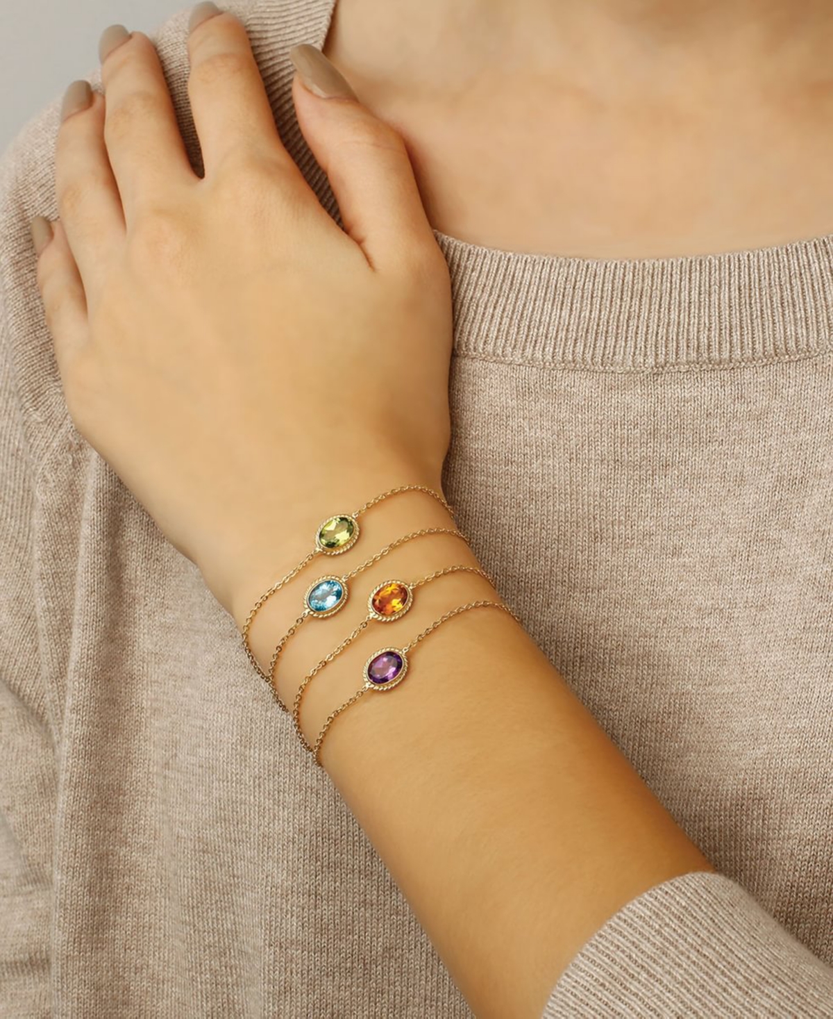 Genuine Coral Chain Bracelet in 14k Yellow- Gold