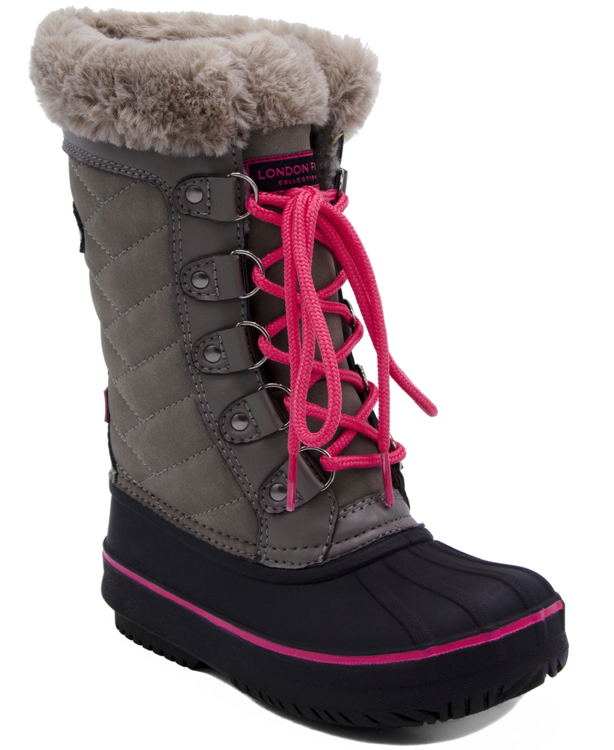 London Fog Big Girls Beckenham Cold Weather Lace Up Boots In Gray