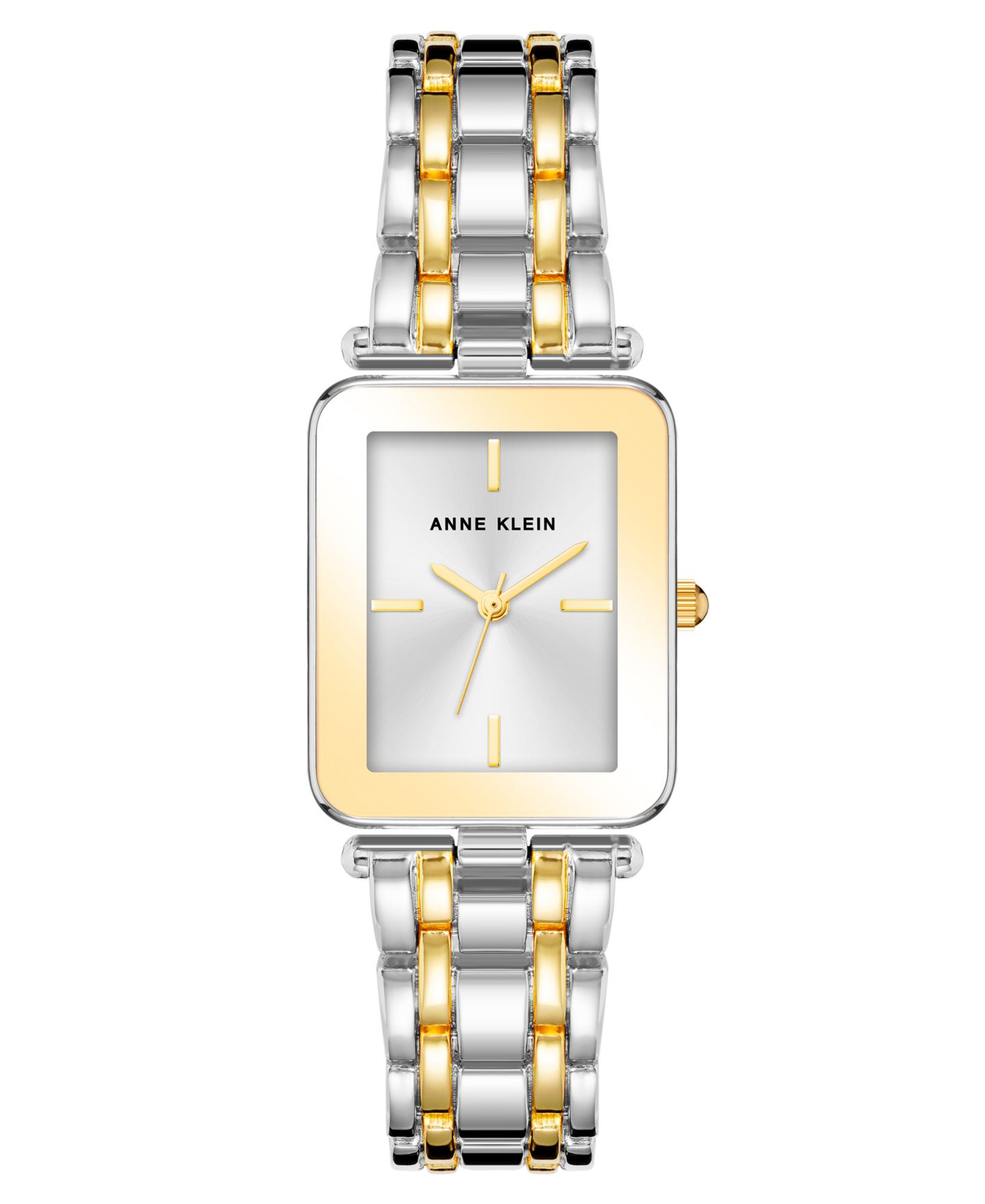 Женские часы Anne Klein Three Hand Quartz Two-tone Alloy Rectangular Bracelet Watch, 22mm — фото 1