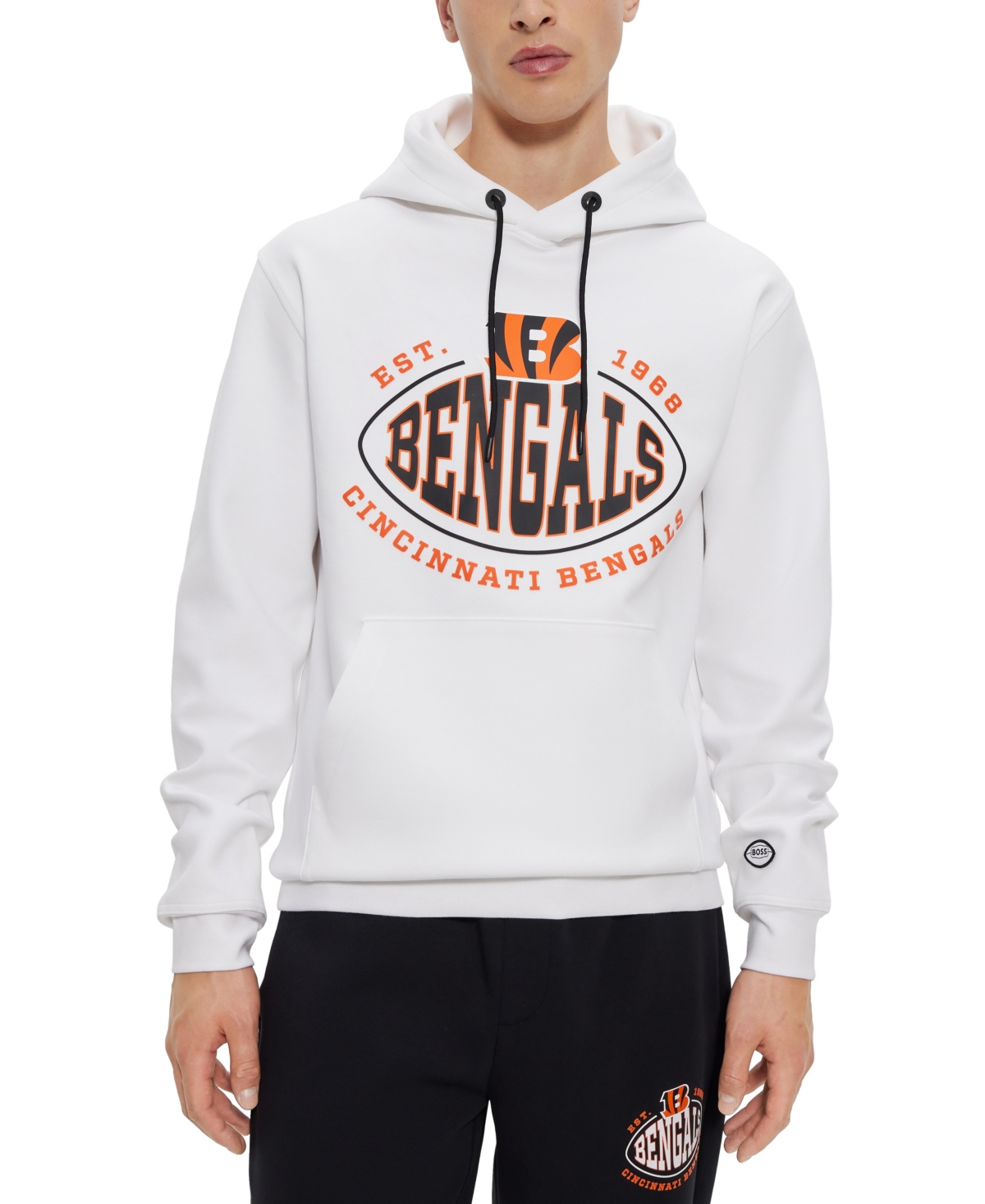 Hugo Boss Boss X Nfl Cotton-blend Hoodie With Collaborative Branding In Open White