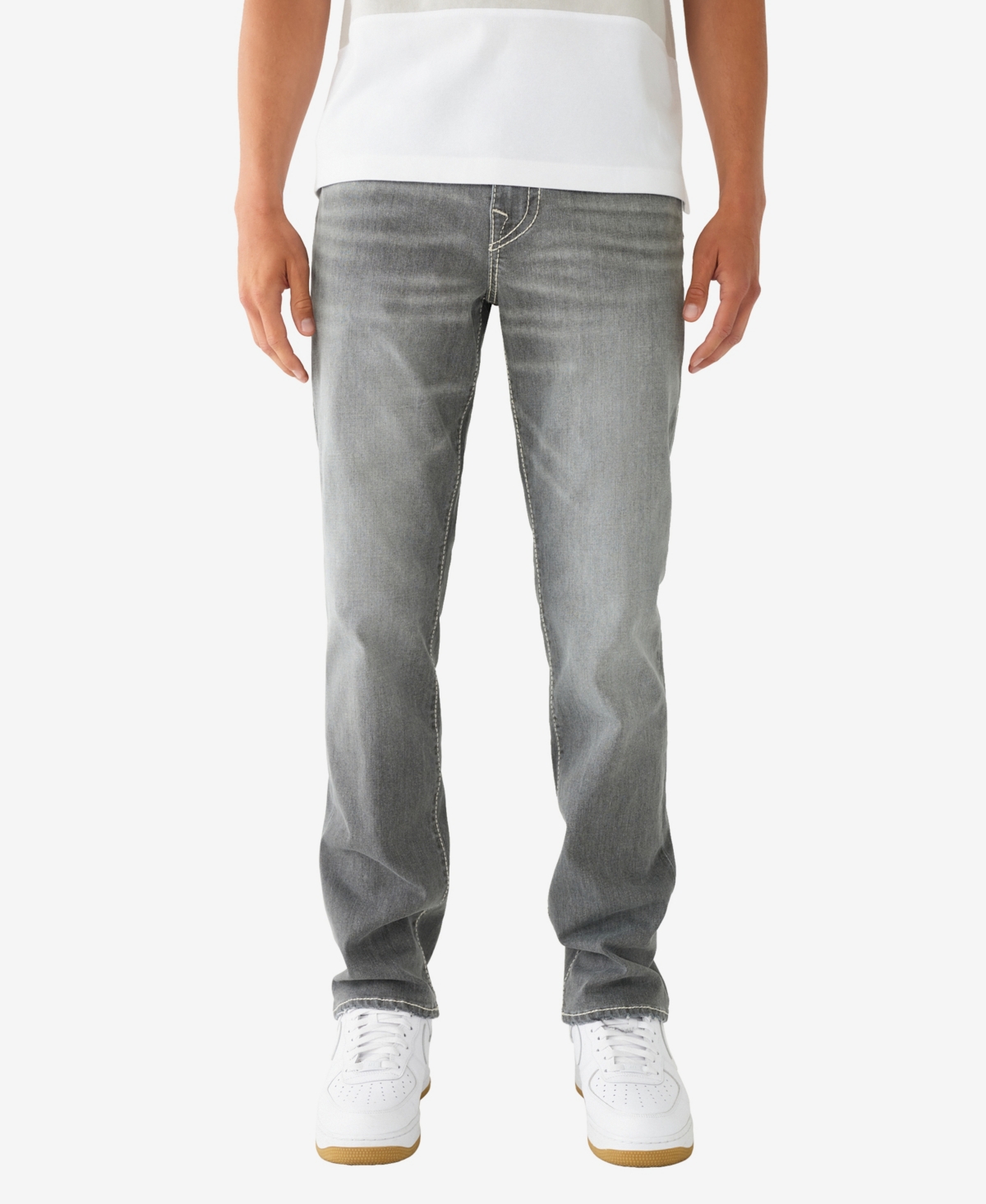True Religion Ricky Straight Fit Jeans In Chalk Gre