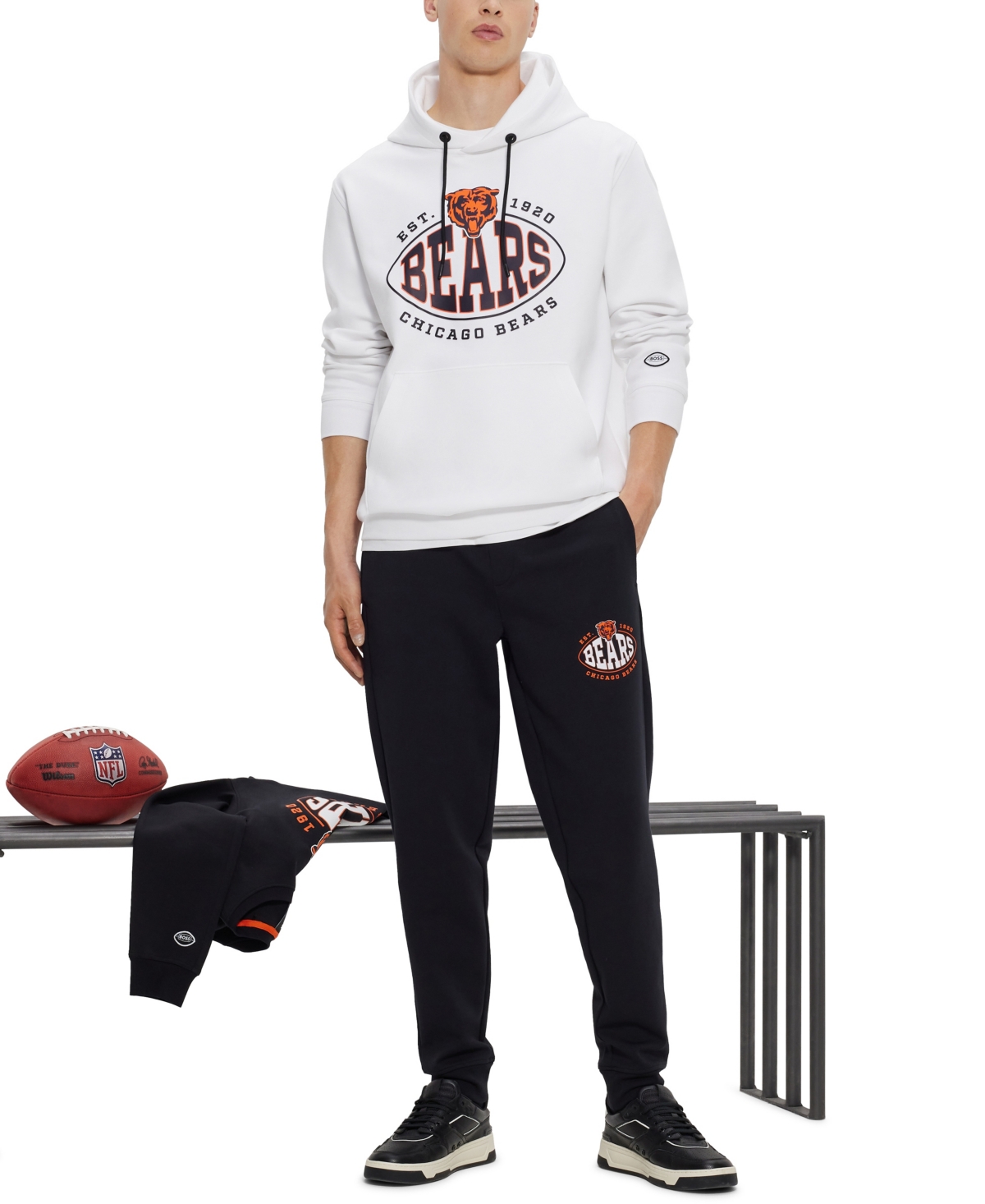 Shop Hugo Boss Boss By  Men's Boss X Chicago Bears Nfl Hoodie In Open White