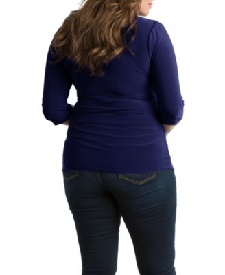売れ筋商品|||キヨナ カットソー トップス レディース Plus Size Femme Fatale Faux Wrap Top Burgundy Femme Fatale Faux Wrap Top - Plus – Dressbarn