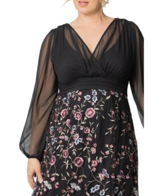 Plus Size Isabella Embroidered Mesh Formal Gown