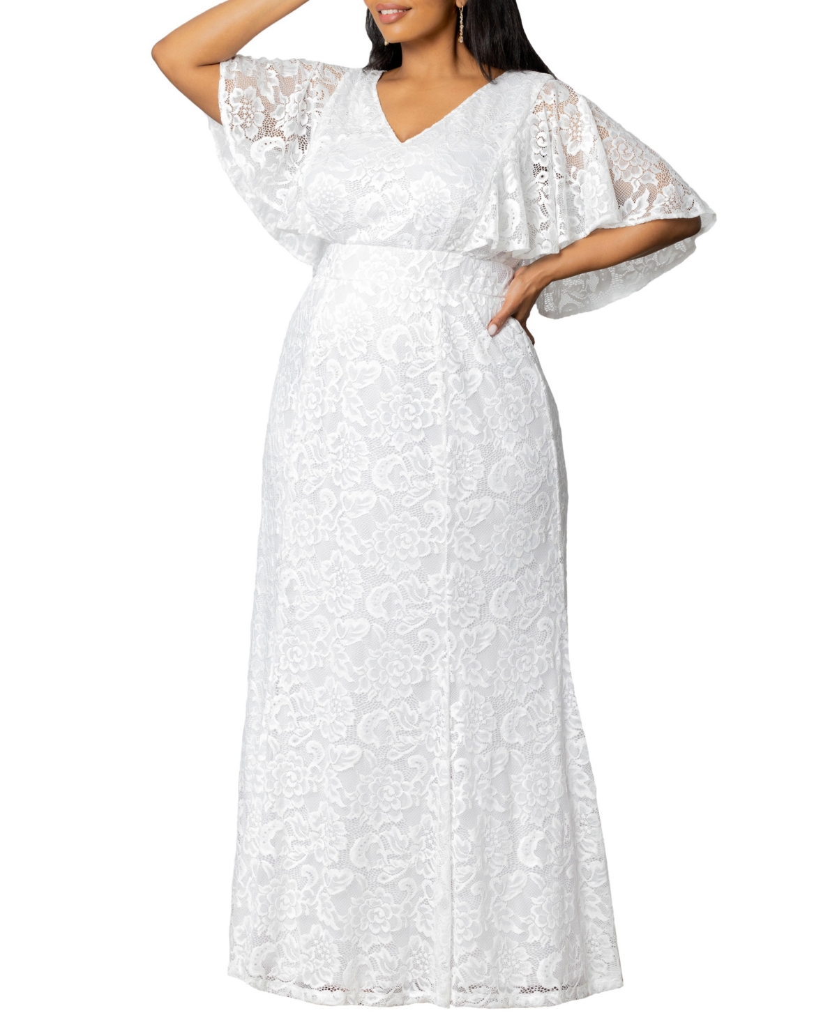1930s Style Wedding Dresses | Art Deco Wedding Dress Womens Plus size Clarissa Lace Wedding Gown - Pearl $388.00 AT vintagedancer.com