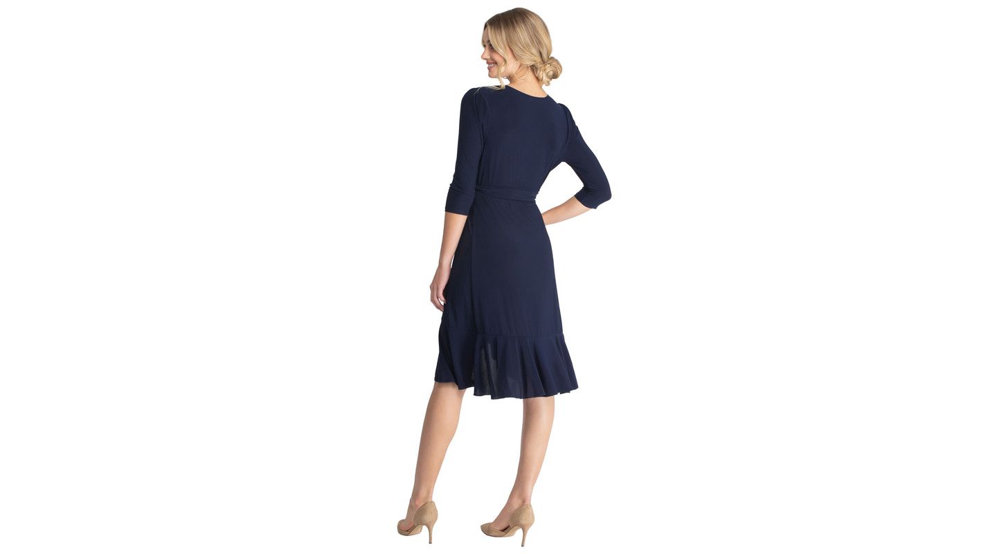 Женское платье Kiyonna Whimsy Ruffled Knee Length Wrap, цвет: Тёмно-синий — фото 2