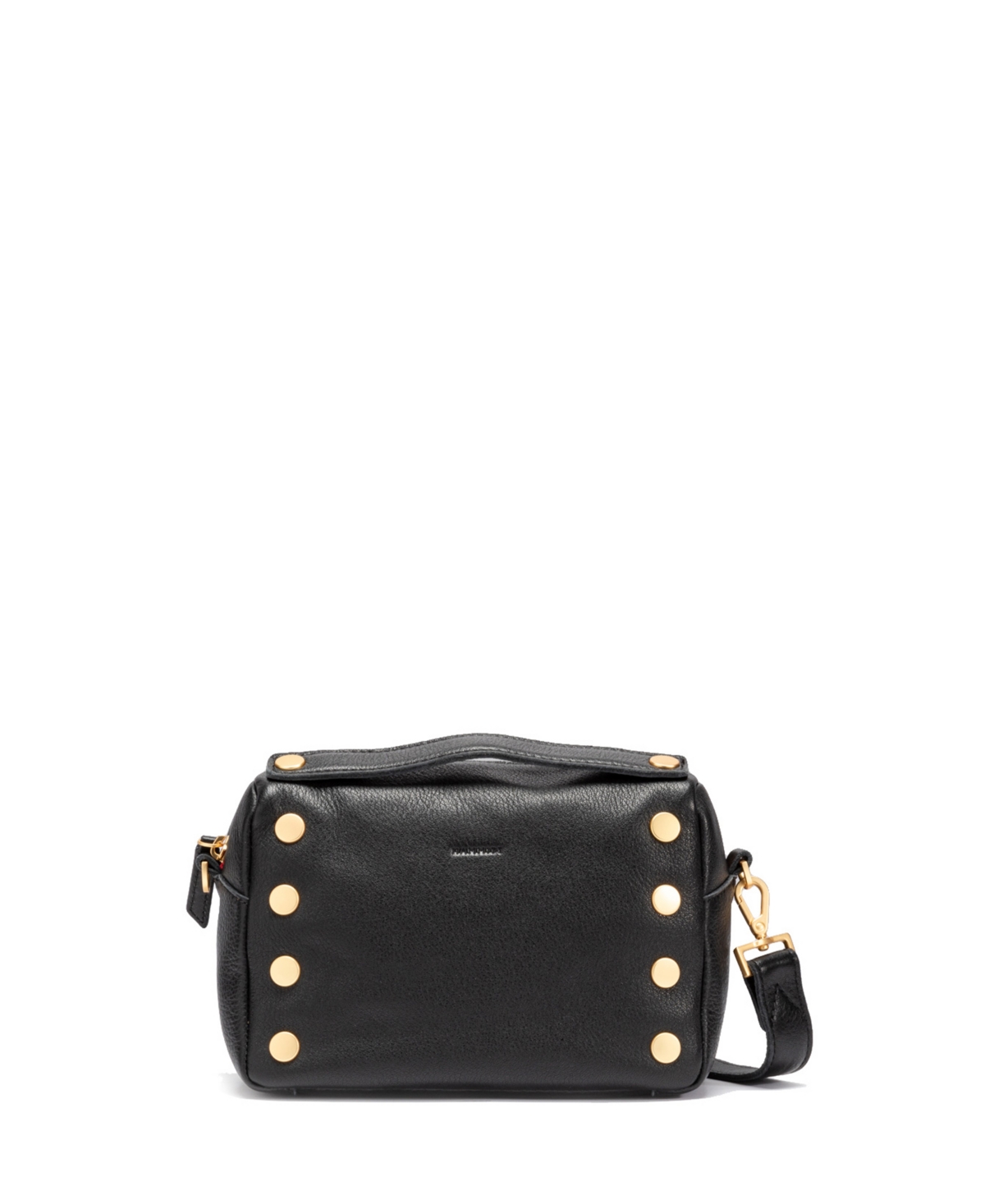 Hammitt Evan Leather Crossbody In Black Brushed Gold Red Zip
