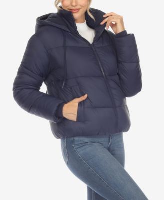 Women's Full Front Zip Hooded Bomber Puffer Jacket