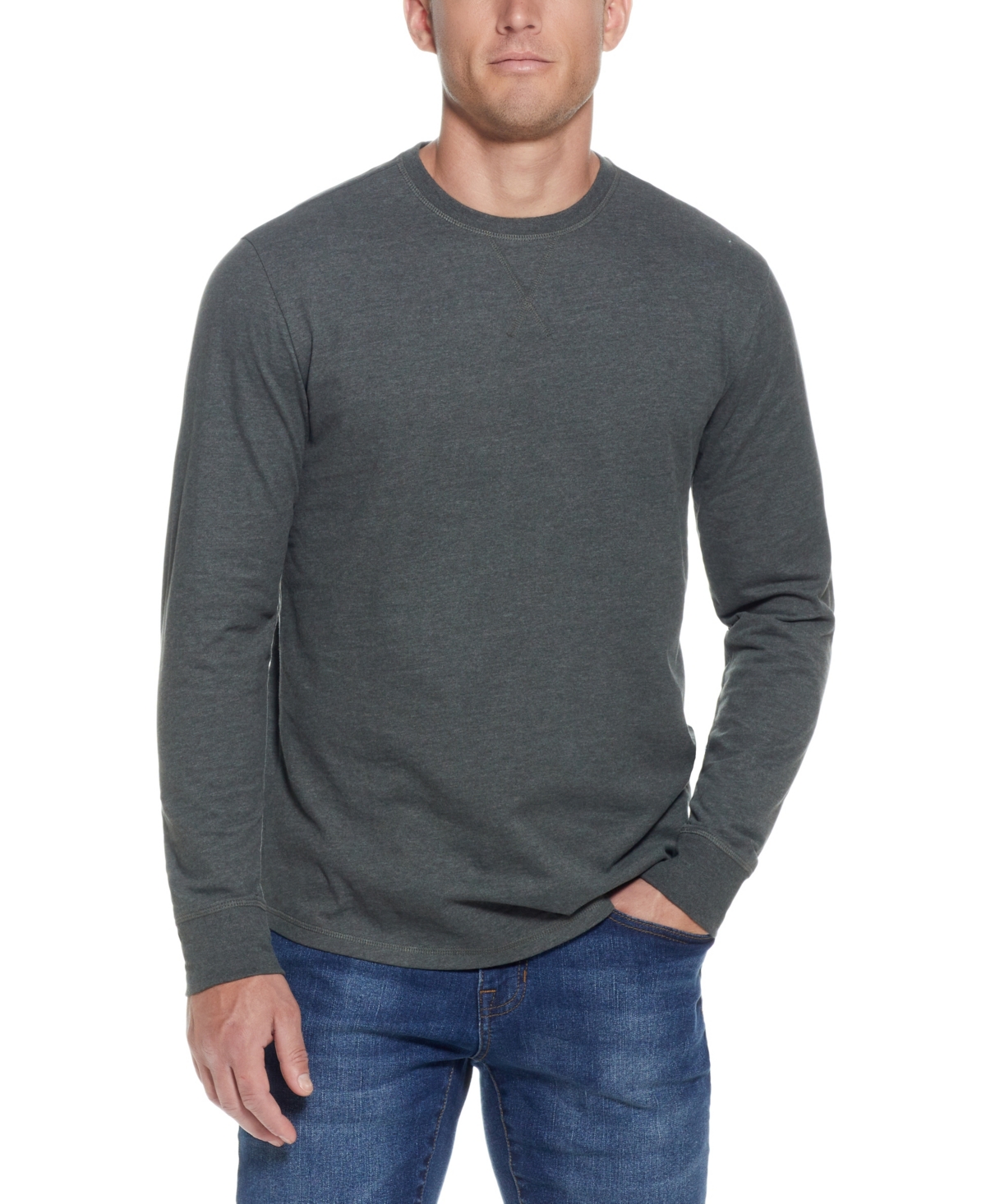 Weatherproof Vintage Men's Long Sleeved Brushed Jersey Crew Neck T-shirt