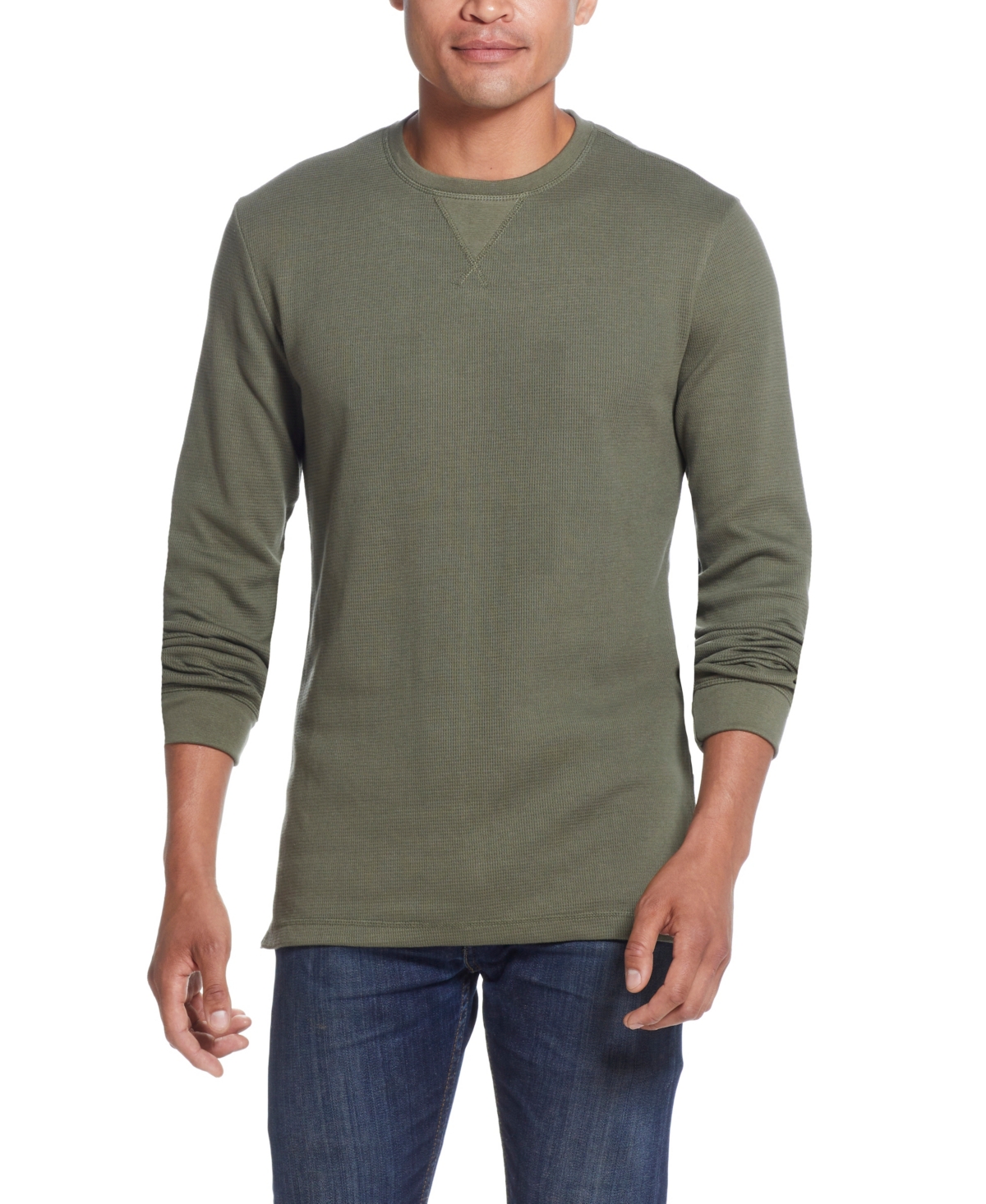 Weatherproof Vintage Men's Long Sleeved Waffle Crew Neck Shirt