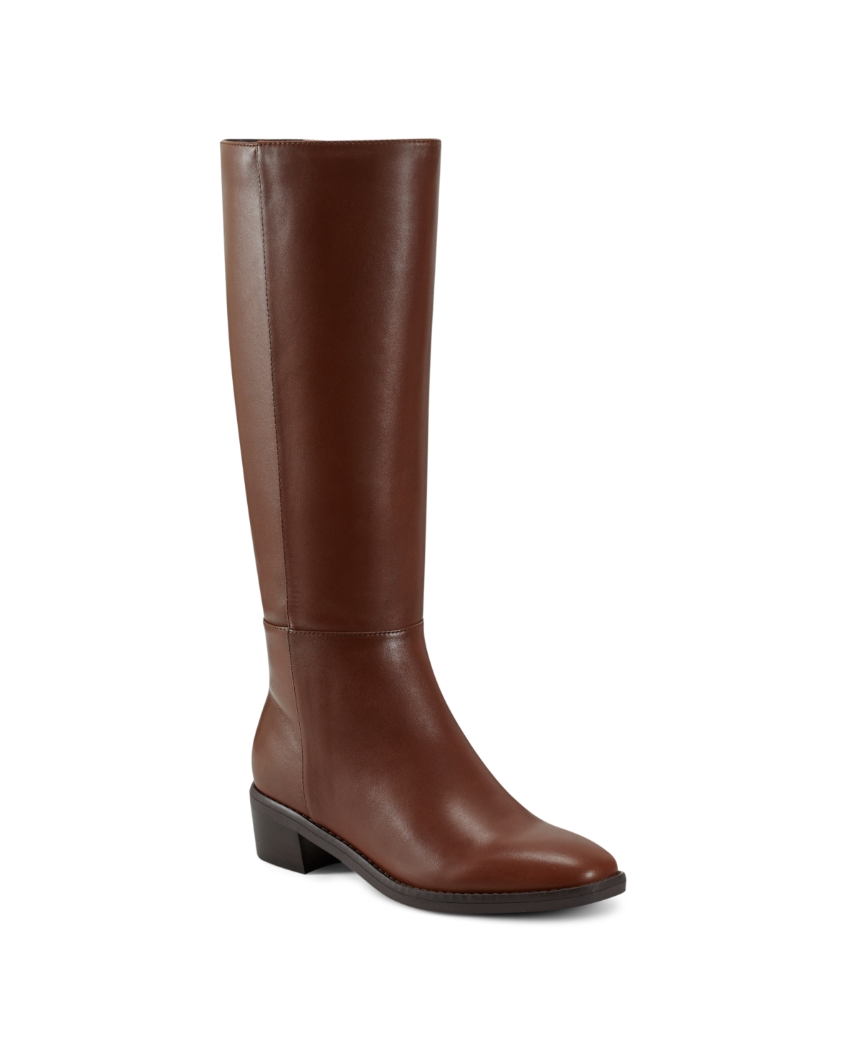Women's Loretta Block Heel Casual Regular Calf Riding Boots - Medium Brown Leather