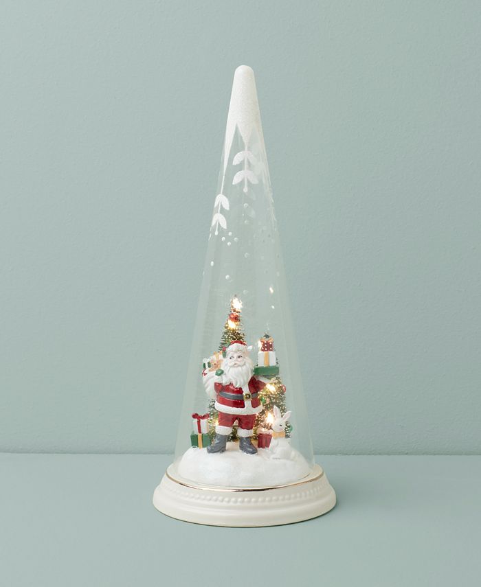 Lenox Lighted Christmas Cone With Santa Scene Figurine - Macy's