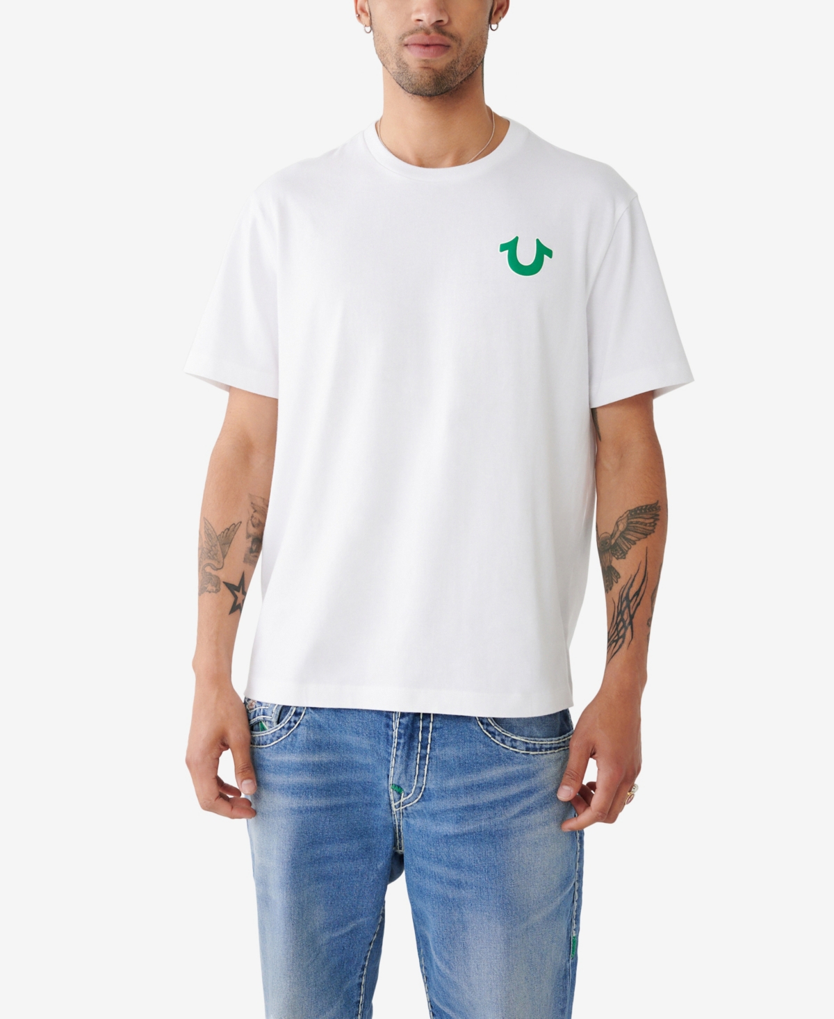 True Religion Men's Short Sleeve Relaxed Heritage T-shirt In Optic White