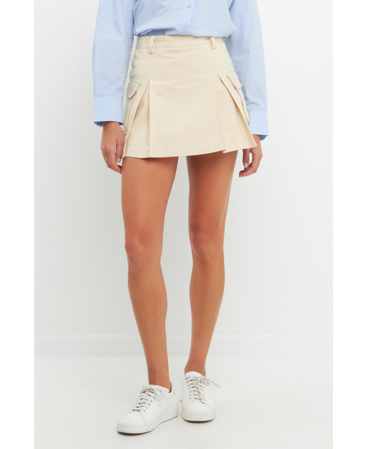 English Factory Women's Flap Pocket Mini Cargo Skort In Beige