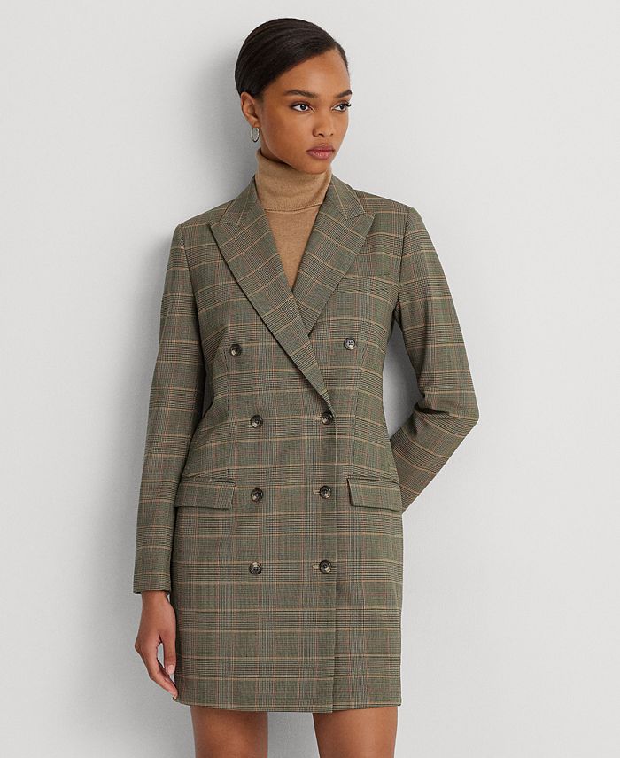 Lauren Ralph Lauren Women's Checked Plaid Wool-Blend Twill Dress - Macy's