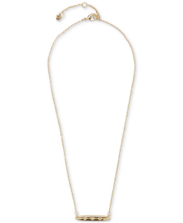 Lucky Brand Women's Gold-Tone Pavé Detail Bar Necklace, 16-1/2