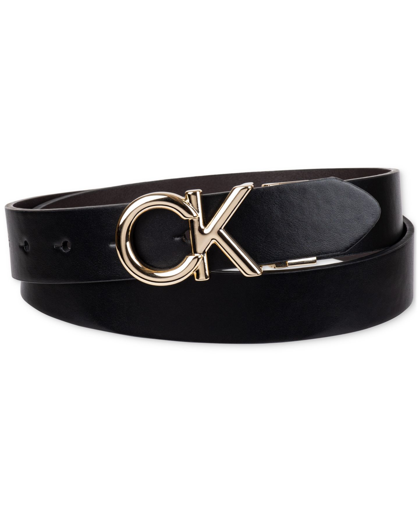 Женский ремень Calvin Klein Reversible Puffed CK Monogram Buckle, цвет: Чёрный / Коричневый — фото 2