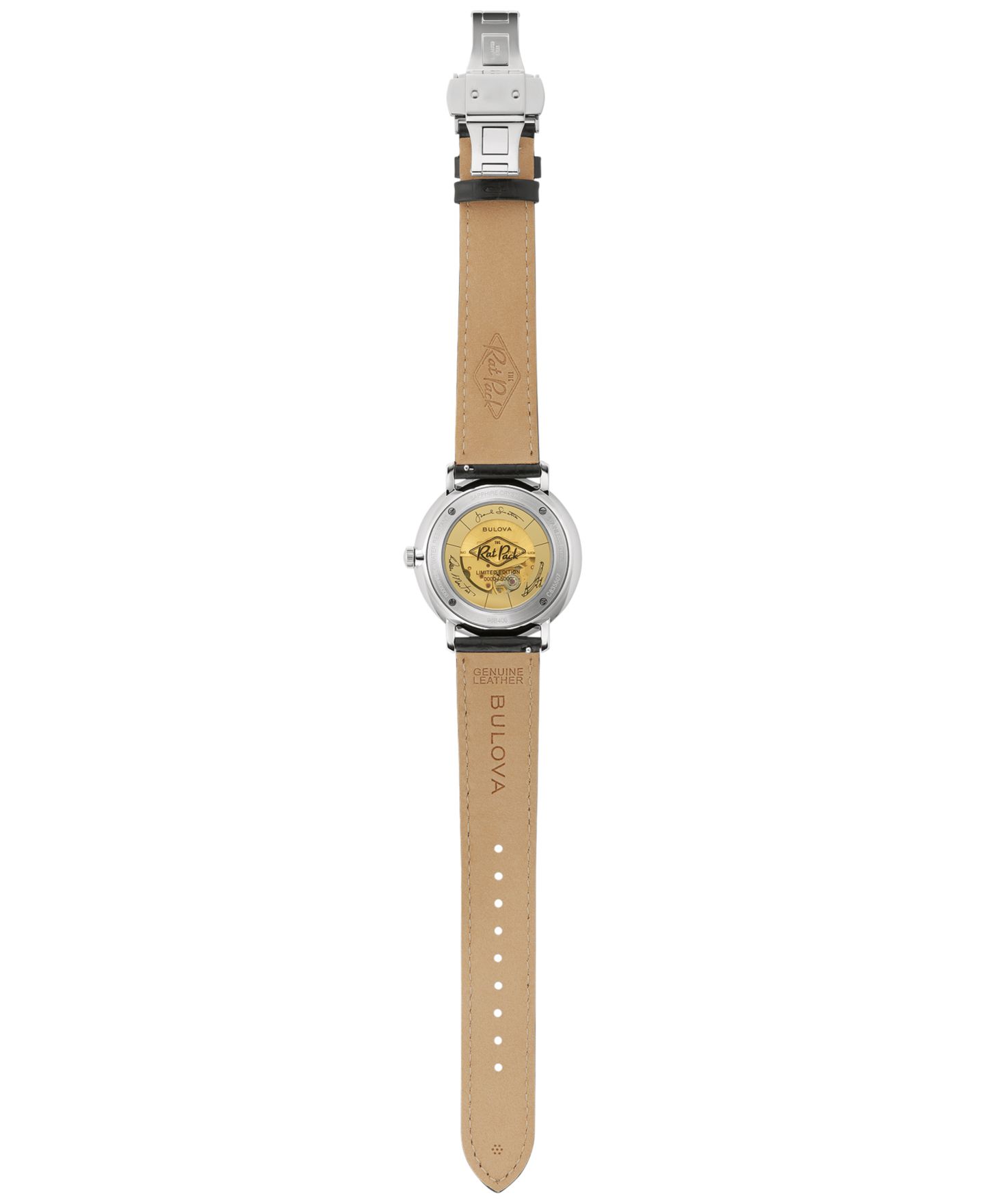 Мужские часы Bulova Classic Frank Sinatra Rat Pack Automatic Black Leather Strap Watch 40mm — фото 4