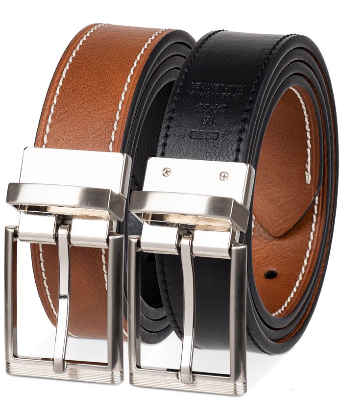 Club Room Men's Two-In-One Reversible Contrast Stitch Belt, Created for ...