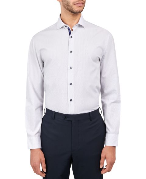 Мужская рубашка MICHELSONS OF LONDON Regular-Fit Fine Stripe Dress Shirt, цвет: Белый чёрный