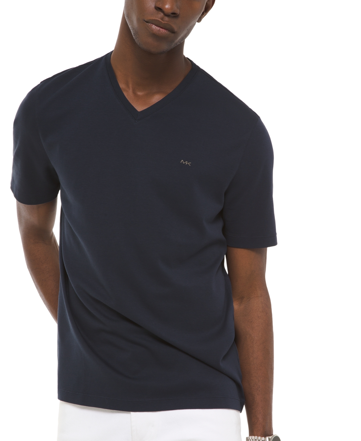 Shop Michael Kors Men's V-neck Liquid Cotton T-shirt In Midnight