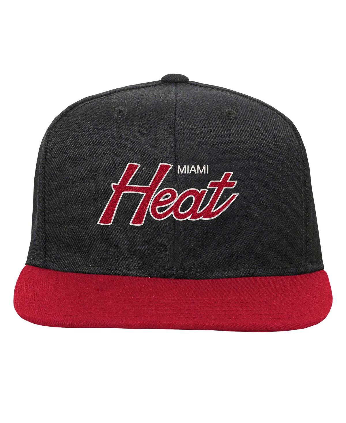 MITCHELL & NESS BIG BOYS AND GIRLS MITCHELL & NESS BLACK MIAMI HEAT TEAM SCRIPT SNAPBACK HAT 