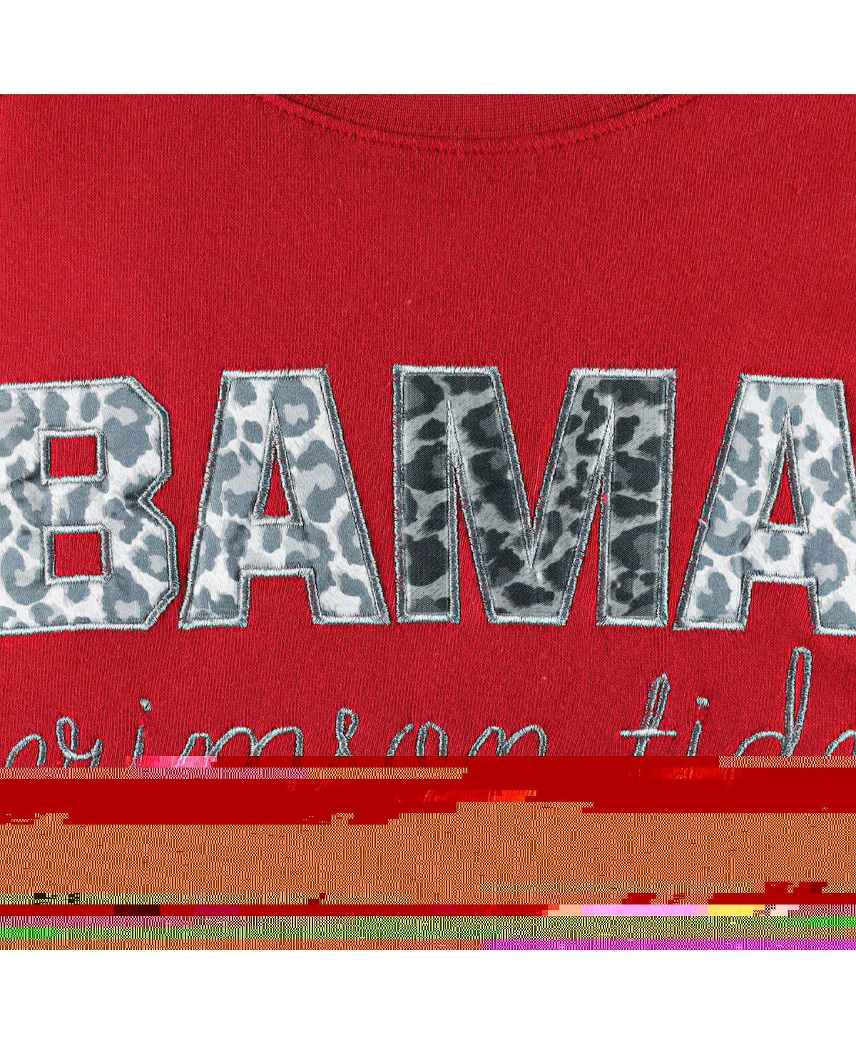 PRESSBOX WOMEN'S PRESSBOX CRIMSON ALABAMA CRIMSON TIDE STEAMBOAT ANIMAL PRINT RAGLAN PULLOVER SWEATSHIRT 