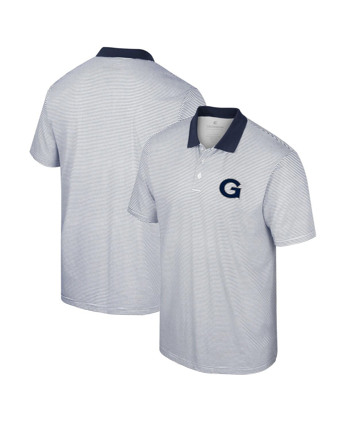 Shop Colosseum Men's  White Georgetown Hoyas Print Stripe Polo Shirt