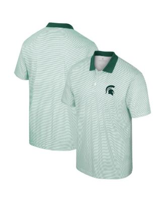 Men's White Michigan State Spartans Print Stripe Polo Shirt