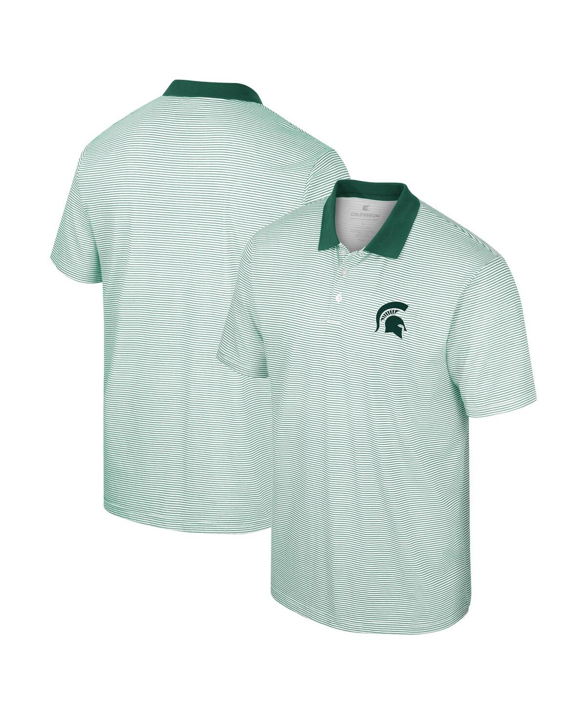 Shop Colosseum Men's  White Michigan State Spartans Print Stripe Polo Shirt