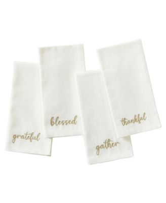 Harvest Sentiment Embroidered Napkins, Set of 4, 17" x 17"