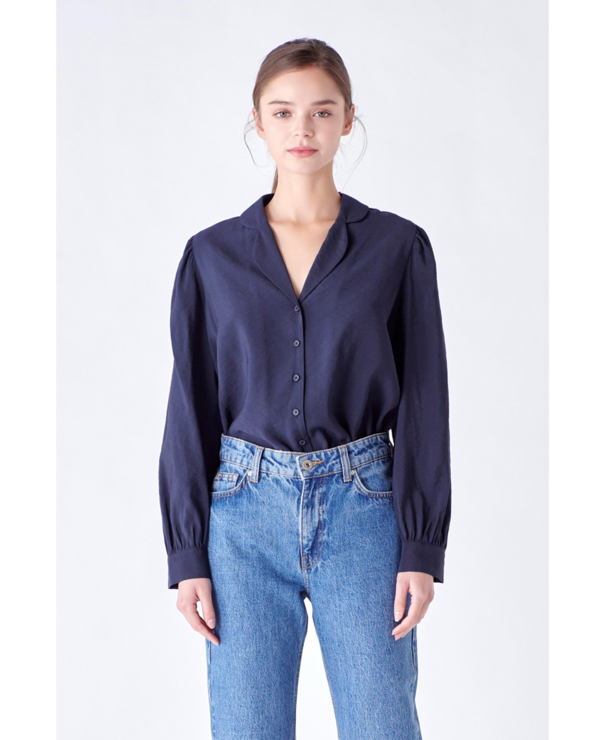 English Factory Women's Scallop Collared Dress Shirt